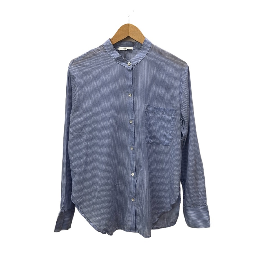 Vince Cotton Silk Button Down Striped Blouse